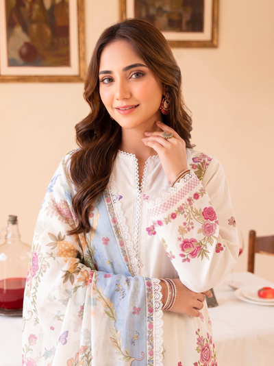 Faiza Faisal | FNF Printed Lawn | IVORY GRACE