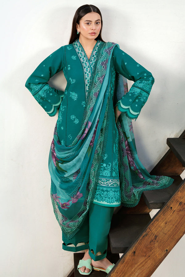 Farasha | Summer Weaves Embroidered Lawn | Dewy Teal -  Farasha Ladies Clothes - Original Designer Dress - House of Maryam