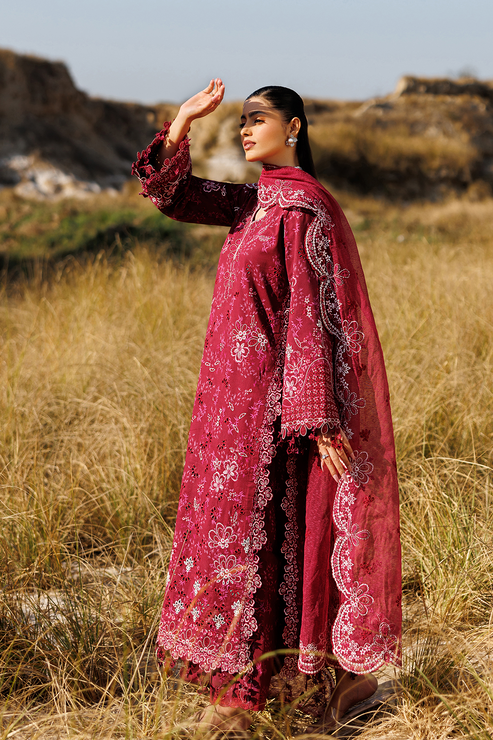 Emaan adeel | Sunlit Groove Luxury Lawn 26 | RADIANT ROSE-4