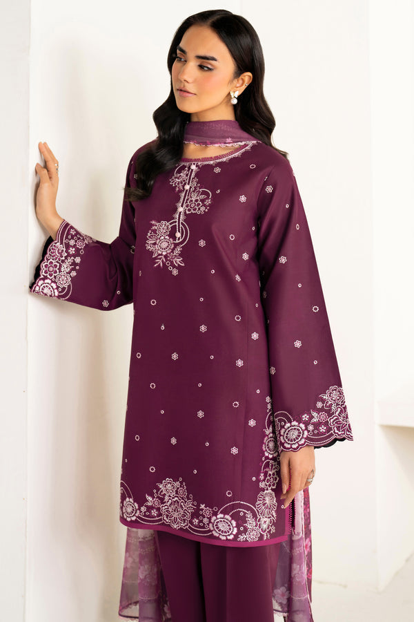 Farasha | Summer Weaves Embroidered Lawn | Rose Passion-3