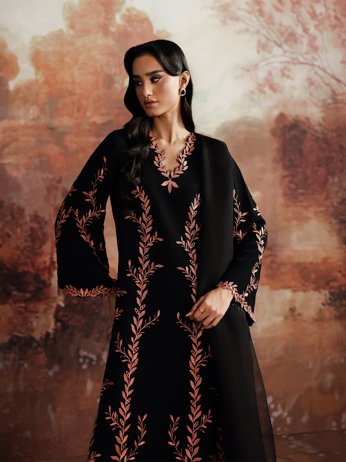 Caia | Embroidered Edit | Black Rose-3