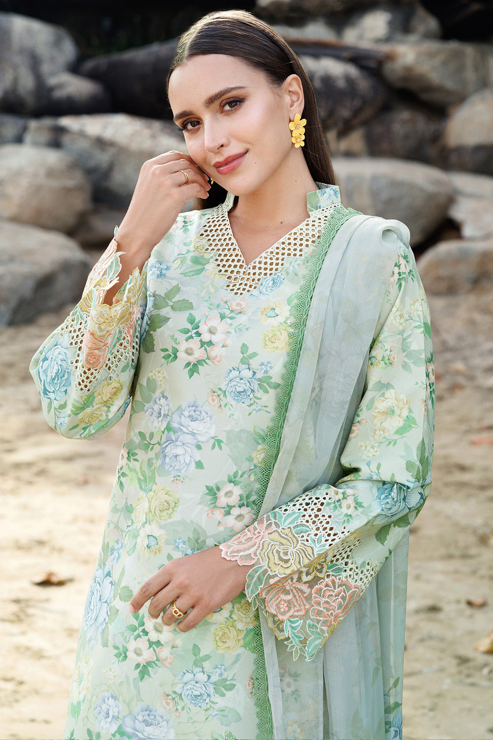 Farasha | Printed Essentials | Mint Bloom -  Farasha Ladies Clothes - Original Designer Dress - House of Maryam