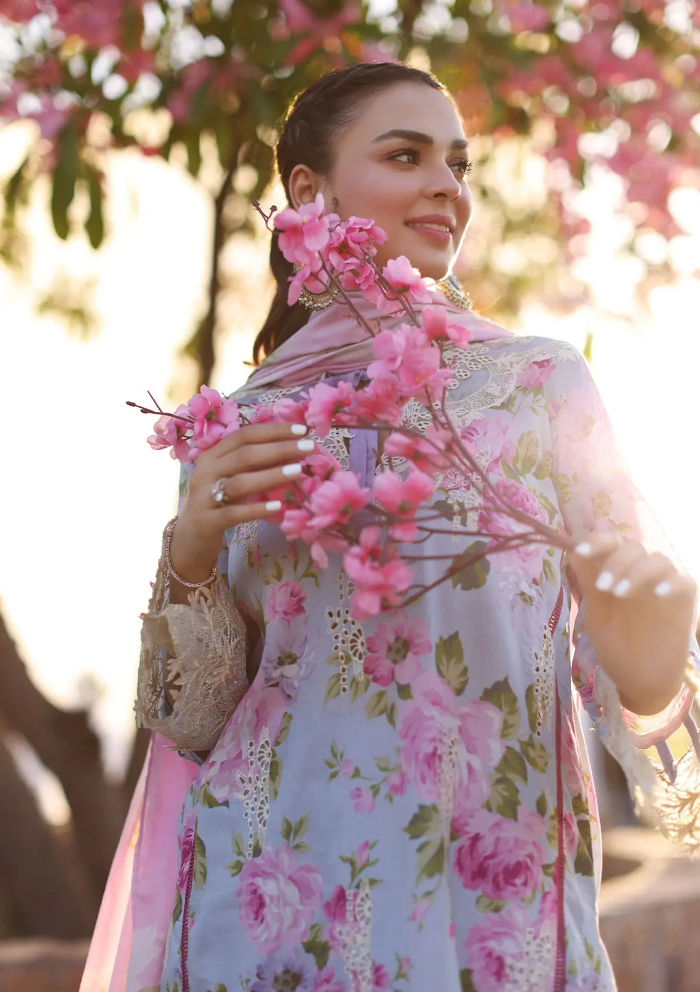 Elaf Premium | Prints Chikankari 24 | 04A OCEAN BLOSSOMS -  Elaf Premium Luxury - Original Designer Dress - House of Maryam