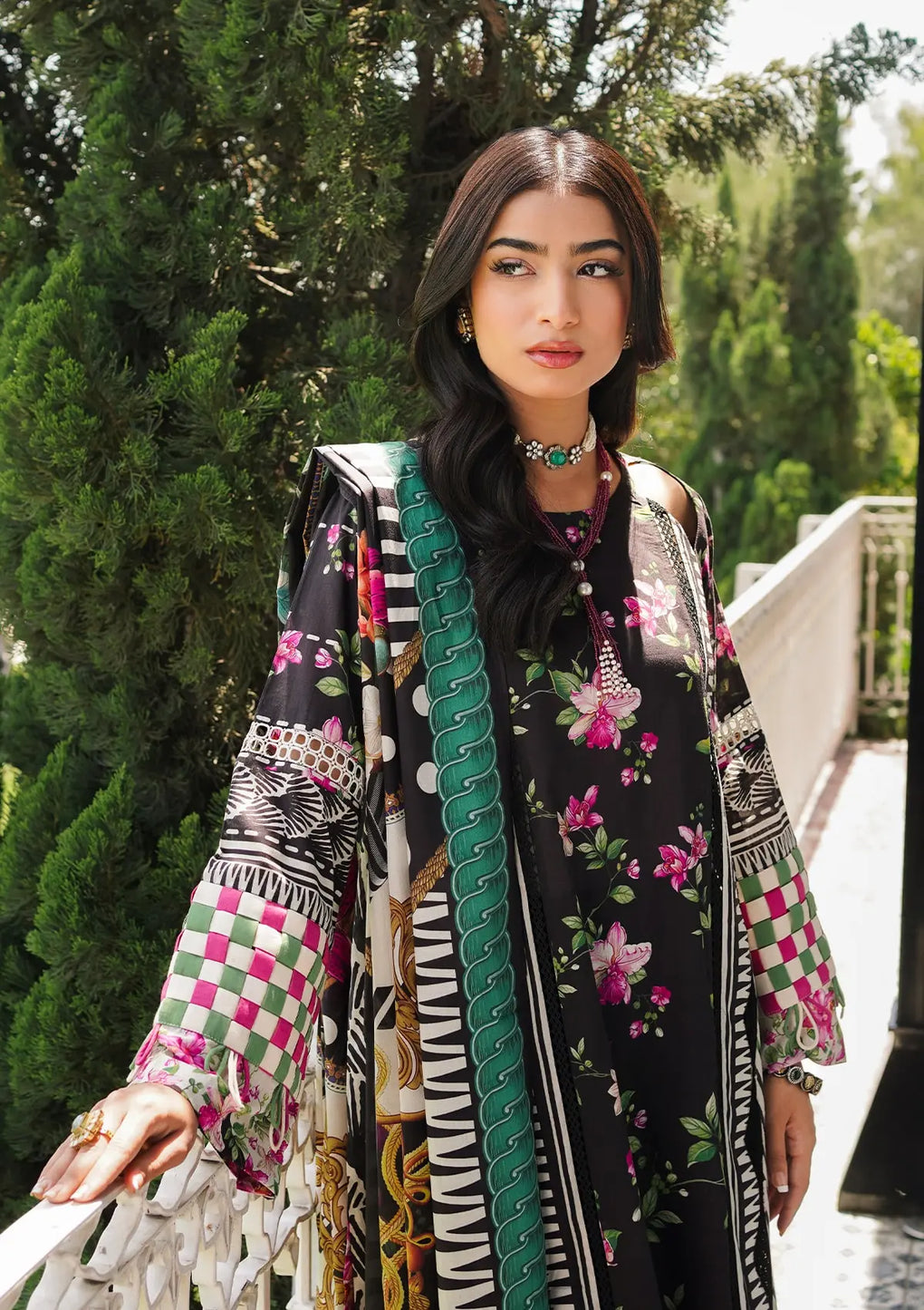 Elaf Premium | Printed Collection 24 | EEP-02A - Dark Floral by Designer Elaf Premium - House of Maryam - Pakistani Designer Ethnic Wear in {{ shop.shopifyCountryName }}