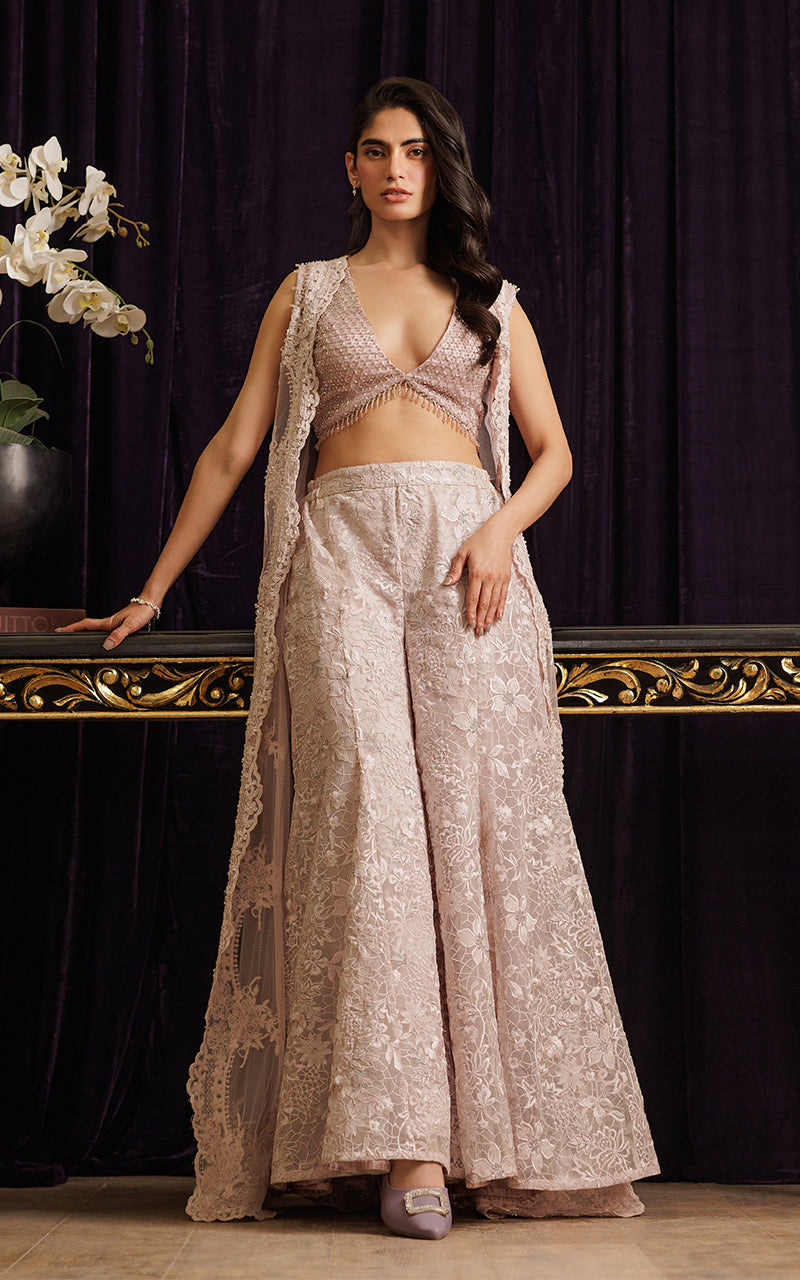 Threads and Motifs | Formal Dresses 25 | Net Embroidered Jacket with Embroidered Tube & Trouser -  Threads and Motifs Ladies Clothes - Original Designer Dress - House of Maryam