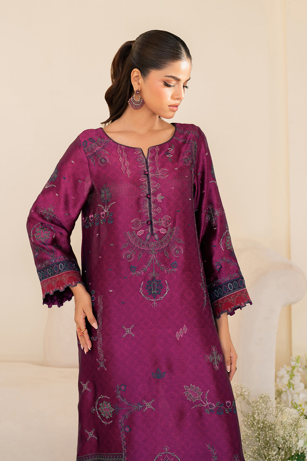 Iznik | Festive Formal | UE-436 Embroidered Pure silk, image 3
