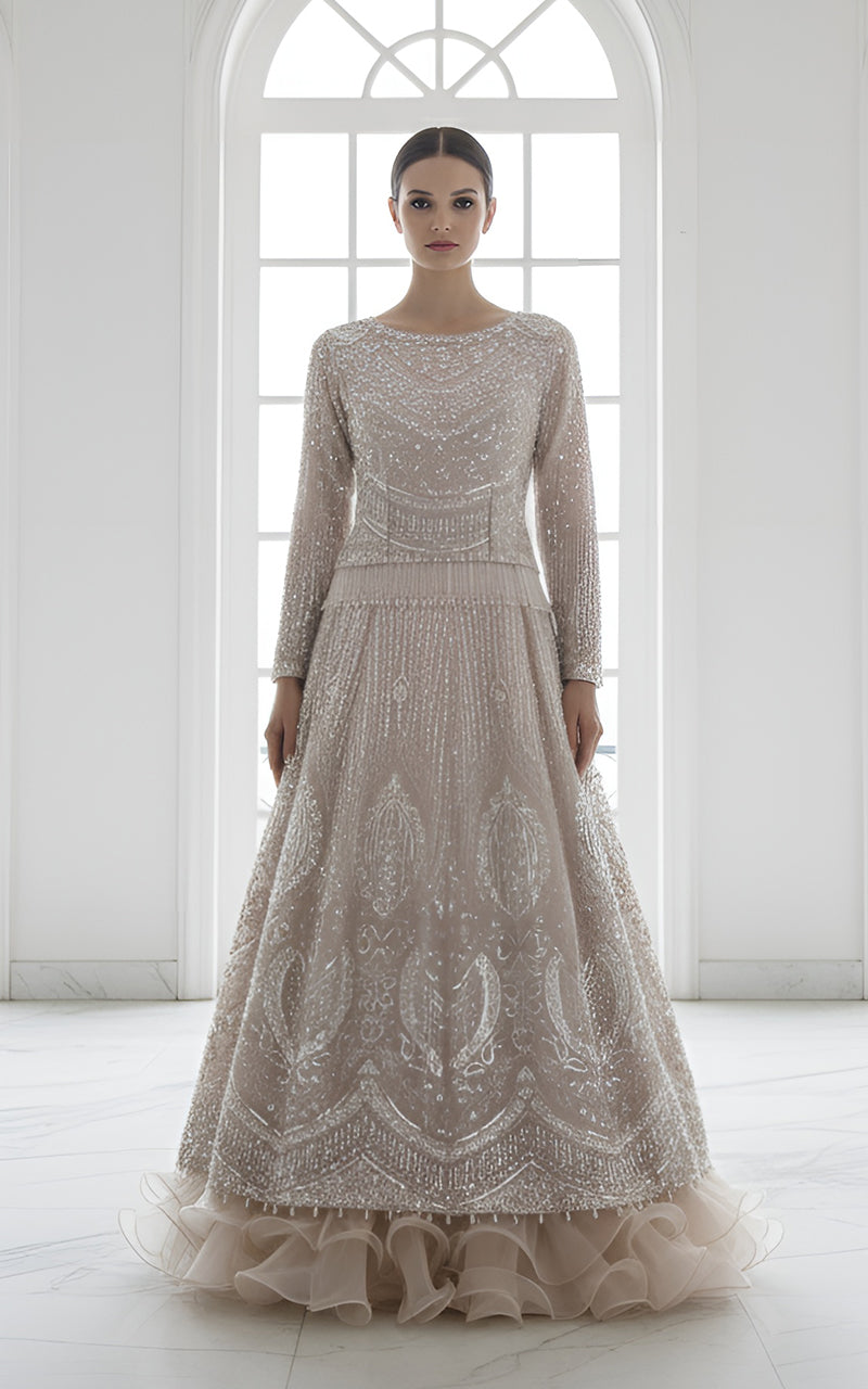 Threads and Motifs | Formal Dresses 25 | Net Embroidered Blouse With Lehenga