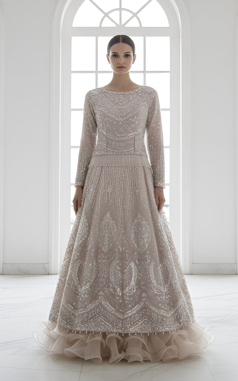 Threads and Motifs | Formal Dresses 25 | Net Embroidered Blouse With Lehenga