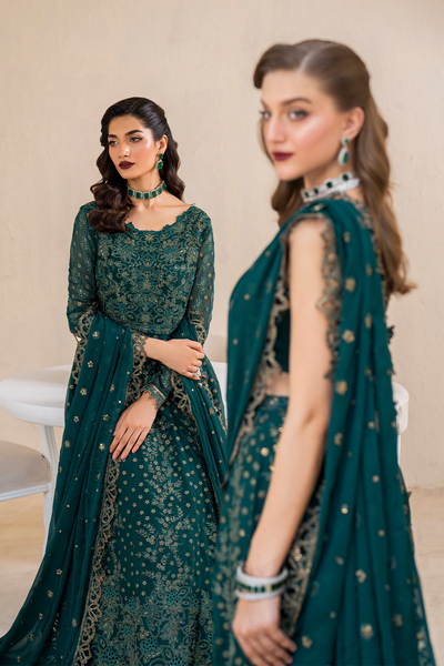 Iznik | Chinnon Chiffon | CC-47 Embroidered Chiffon -  Iznik Formal - Original Designer Dress - House of Maryam
