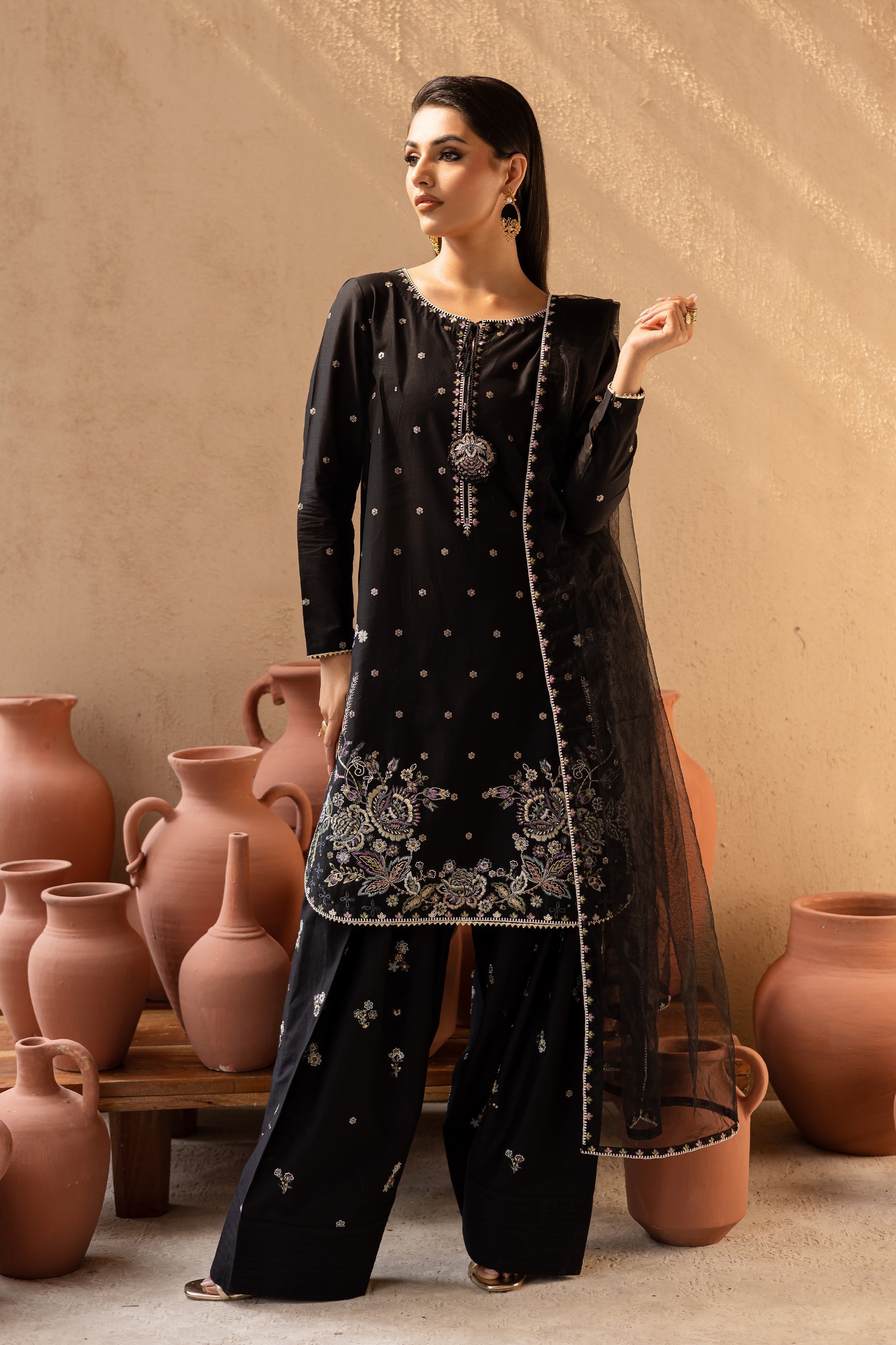 Batik | Nyra Embroidered Summer Solids | Varsha -  Batik Ladies Clothes - Original Designer Dress - House of Maryam