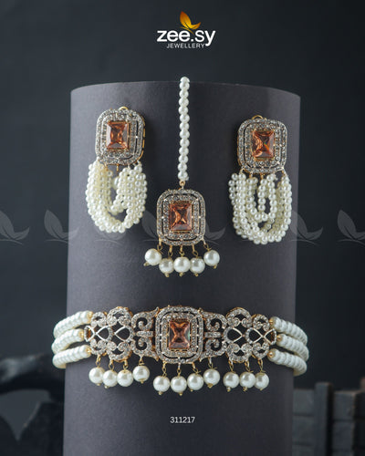 Marasim Choker Necklace -  Zeesy Necklace Sets - Original Designer Dress - House of Maryam