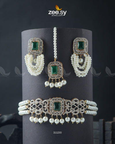 Marasim Choker Necklace -  Zeesy Necklace Sets - Original Designer Dress - House of Maryam
