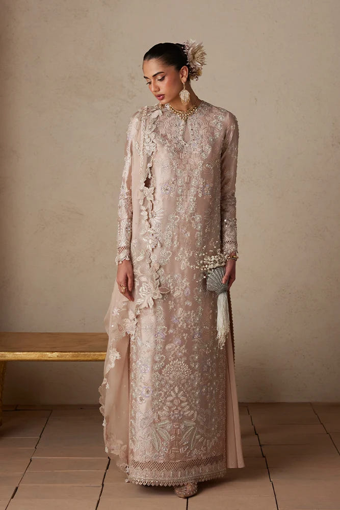 Suffuse Sarv blush pink embroidered shirt and trousers