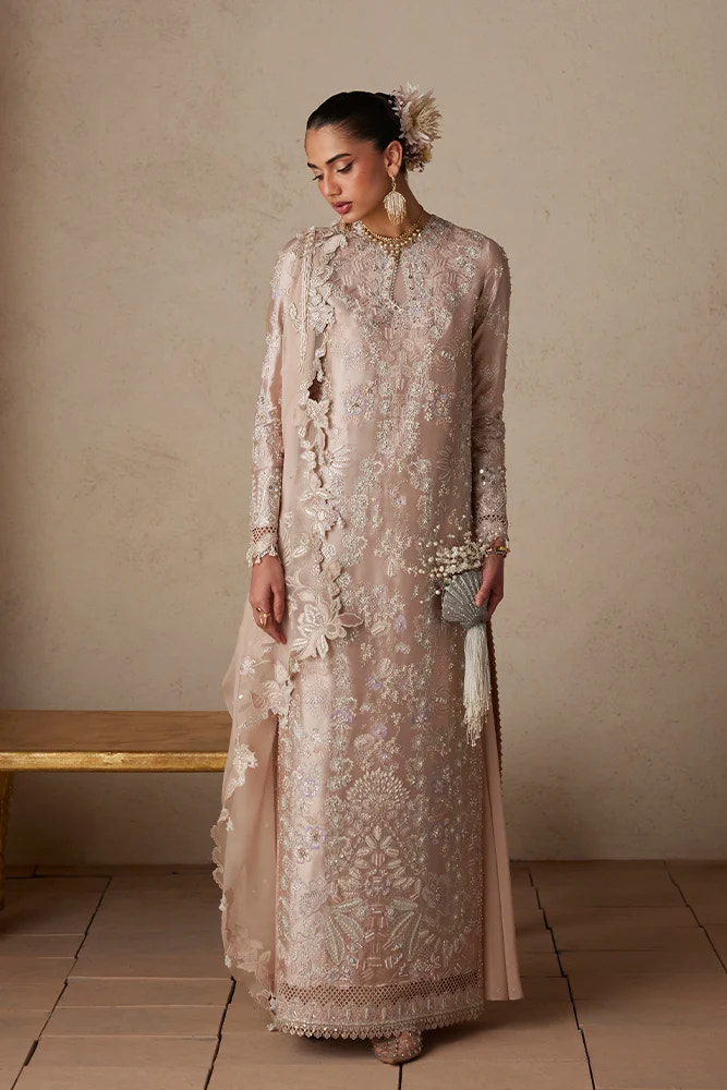 Suffuse Sarv blush pink embroidered shirt and trousers