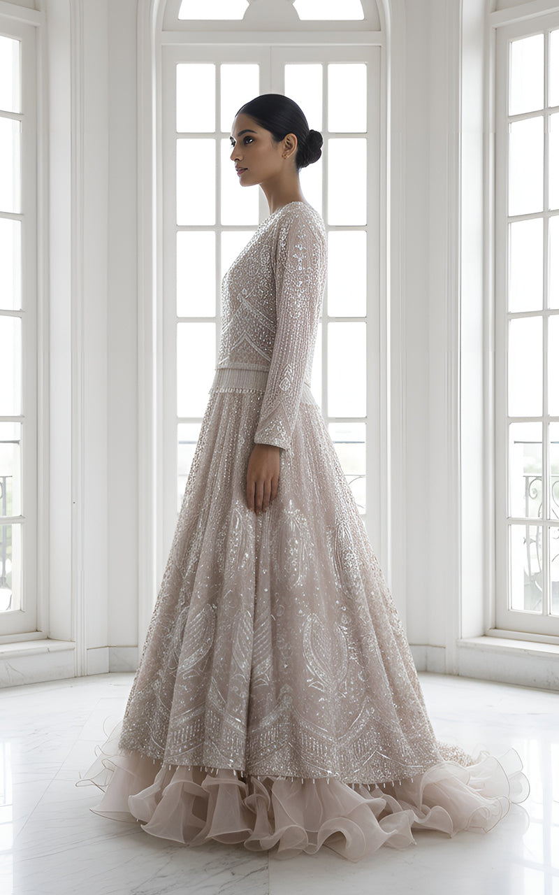Threads and Motifs | Formal Dresses 25 | Net Embroidered Blouse With Lehenga-4