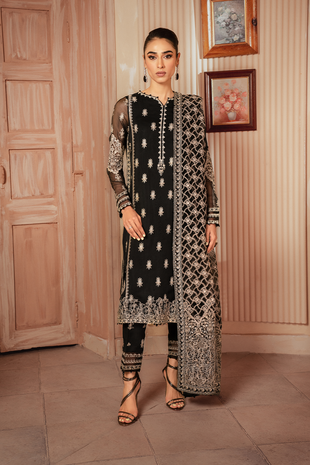 Iznik | Chiffon Kari | ICK-03 Embroidered Chiffon by Designer Iznik - House of Maryam - Pakistani Designer Ethnic Wear in {{ shop.shopifyCountryName }}