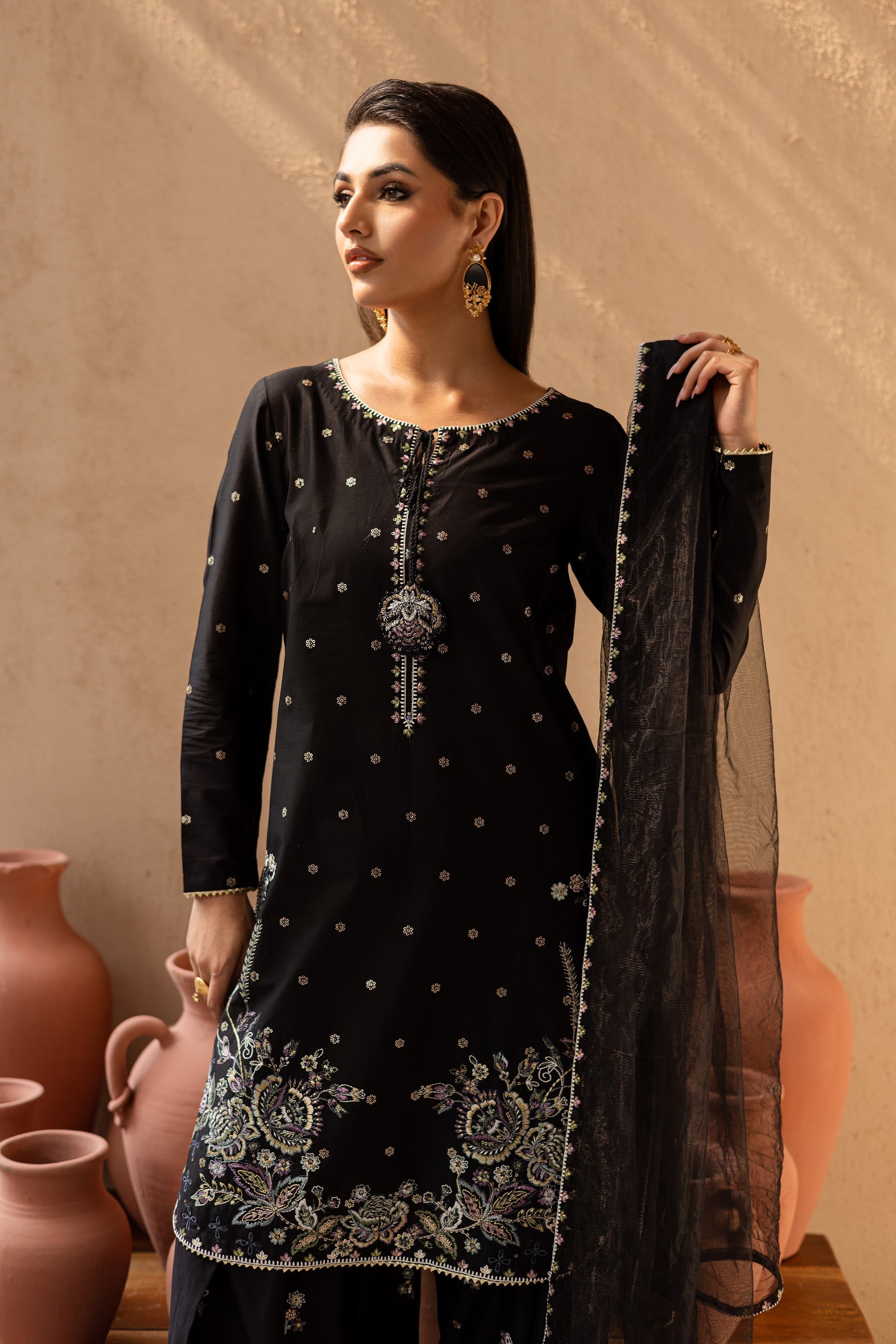 Batik | Nyra Embroidered Summer Solids | Varsha -  Batik Ladies Clothes - Original Designer Dress - House of Maryam