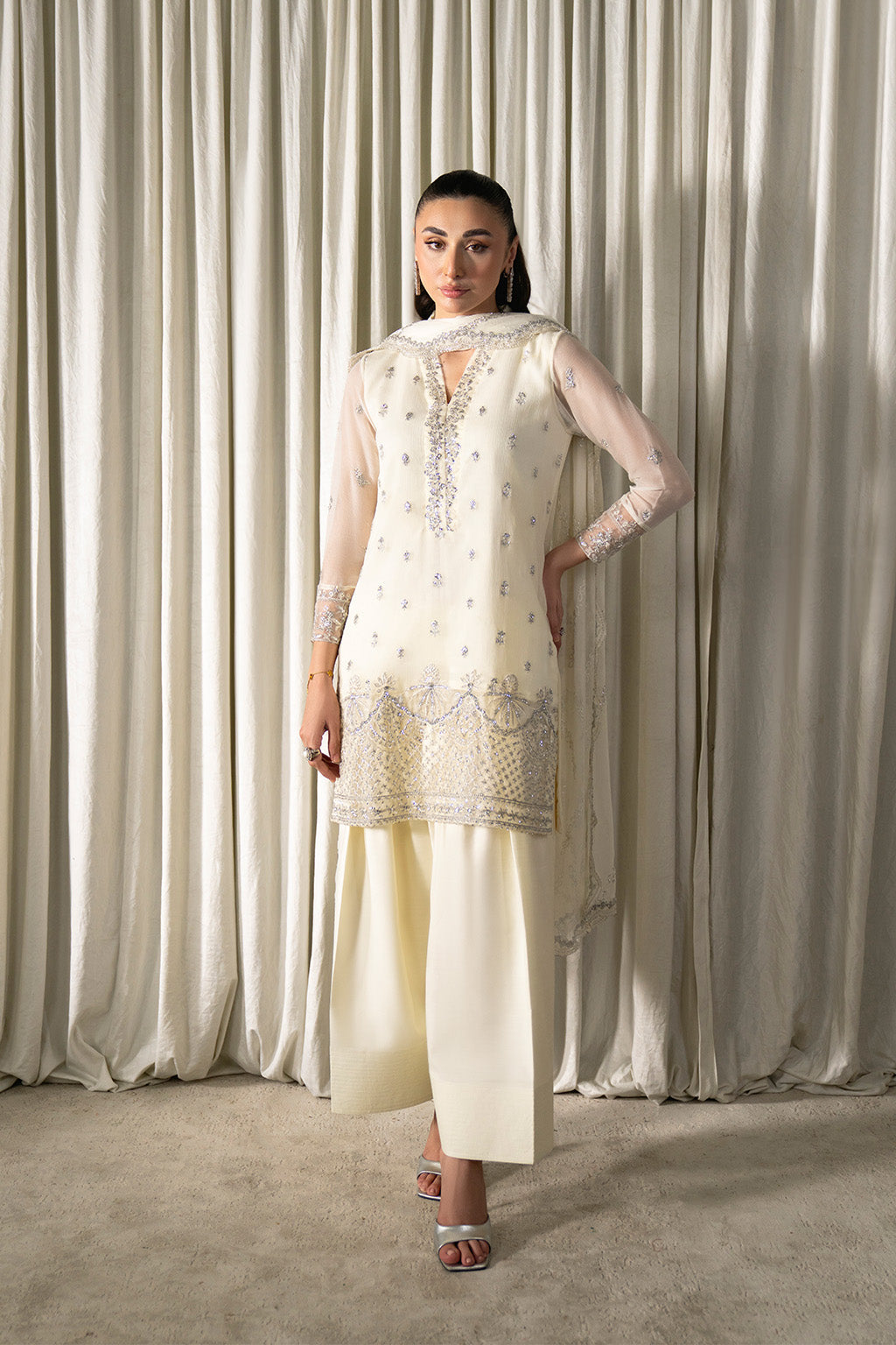 Neeshay | Ready to Wear Chiffon | RTW-CHFN-06 White