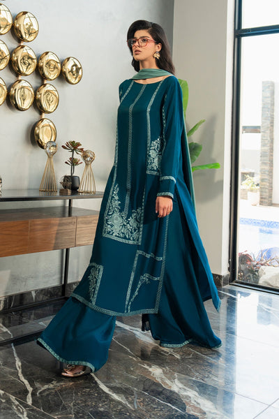 Fahad Hussayn | Lawn Banger | Midnight Teal -  Erum Khan Ladies Clothes - Original Designer Dress - House of Maryam