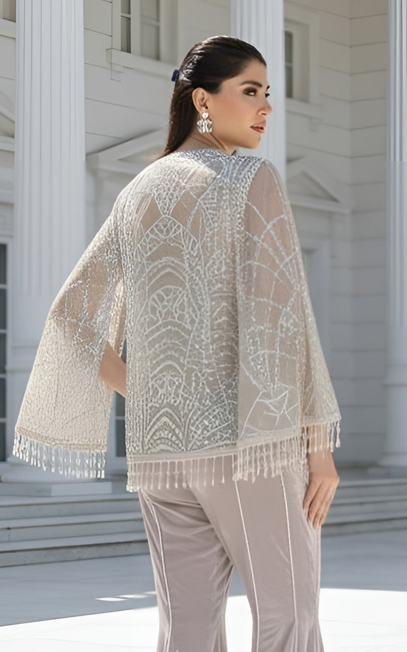 Threads and Motifs | Formal Dresses 25 | Net Embroidered Cape With Blouse-2
