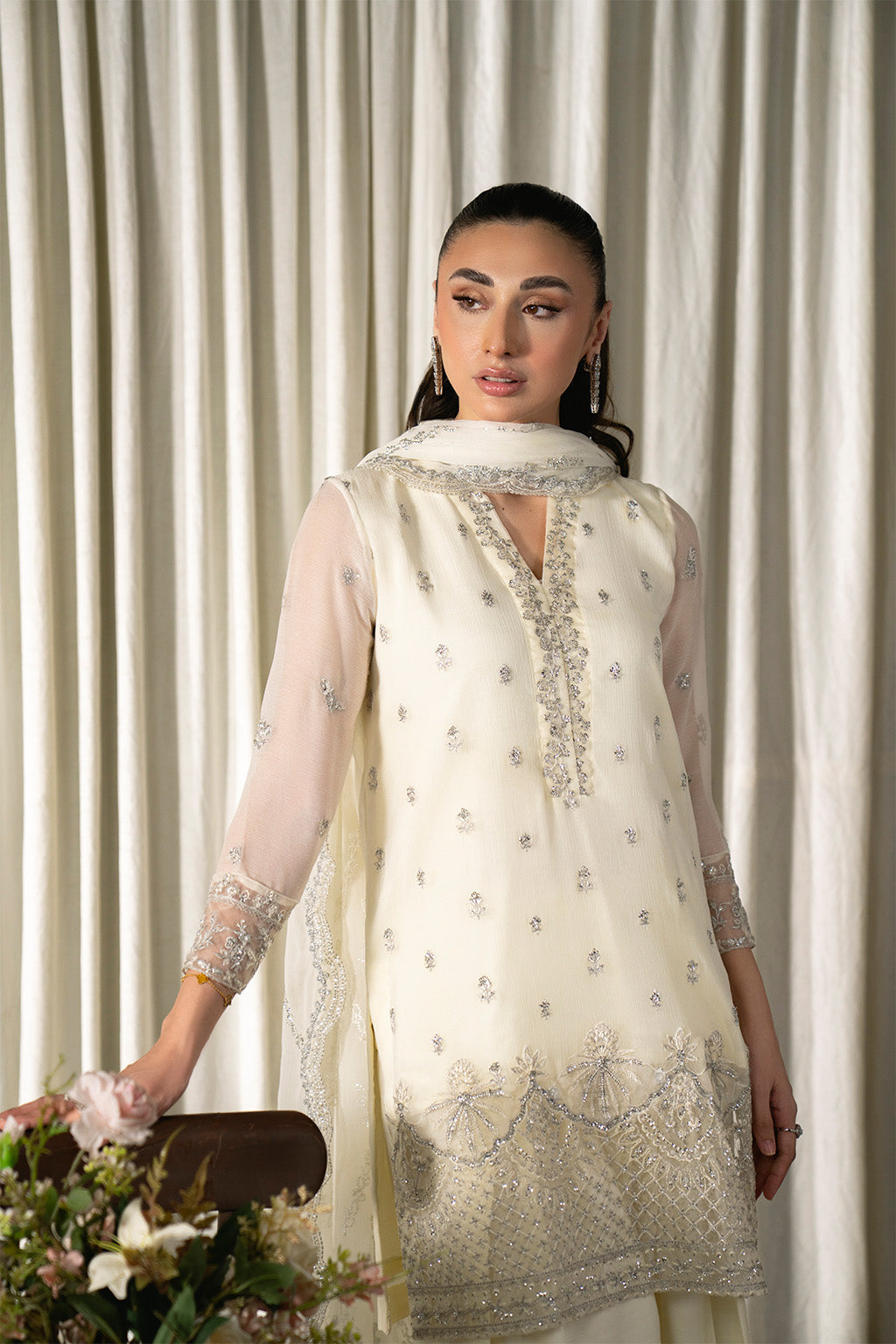 Neeshay | Ready to Wear Chiffon | RTW-CHFN-06 White, image 4