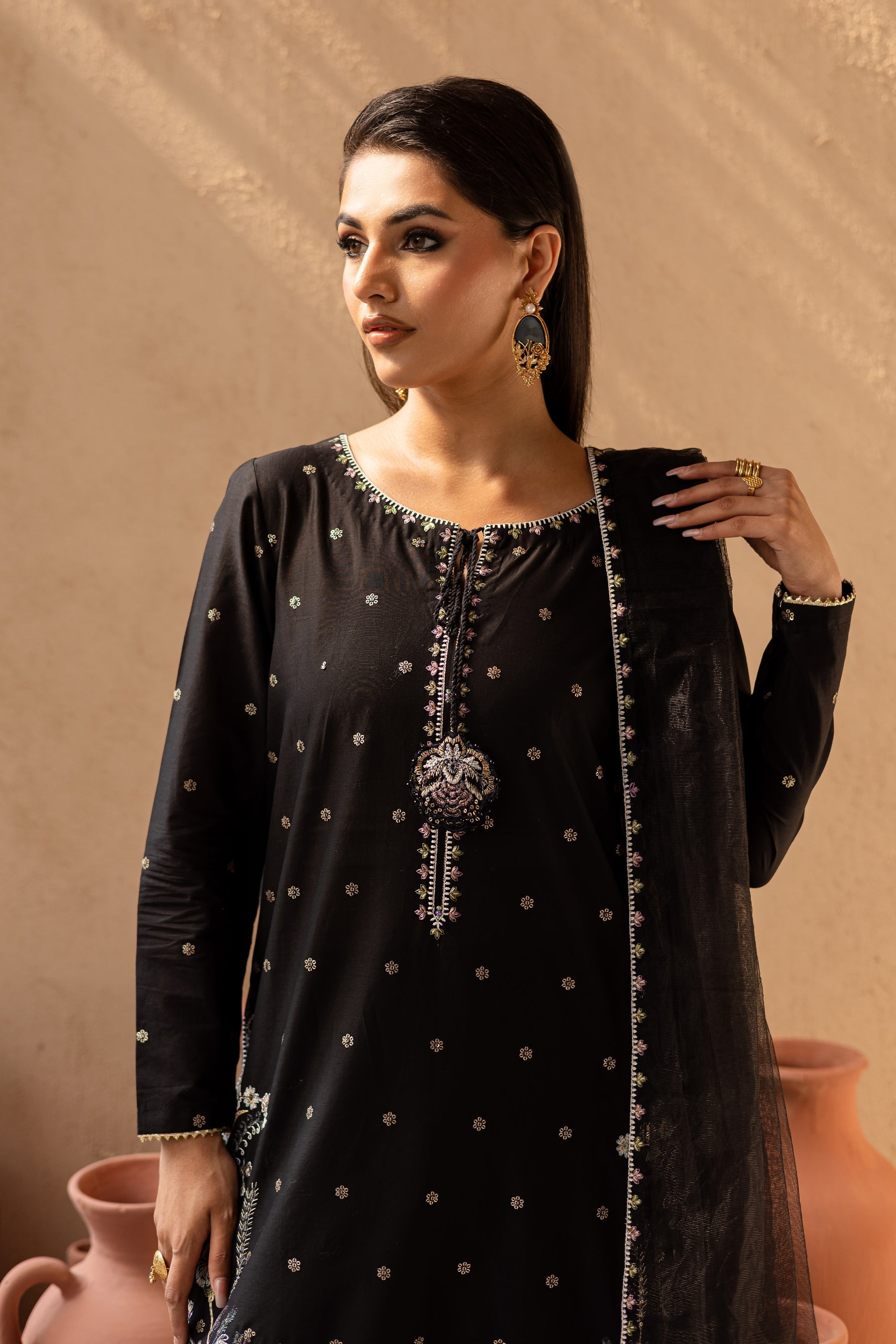 Batik | Nyra Embroidered Summer Solids | Varsha -  Batik Ladies Clothes - Original Designer Dress - House of Maryam