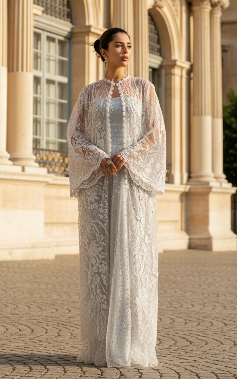 Threads and Motifs | Formal Dresses 25 | Net Embroidered Jacket With Skirt