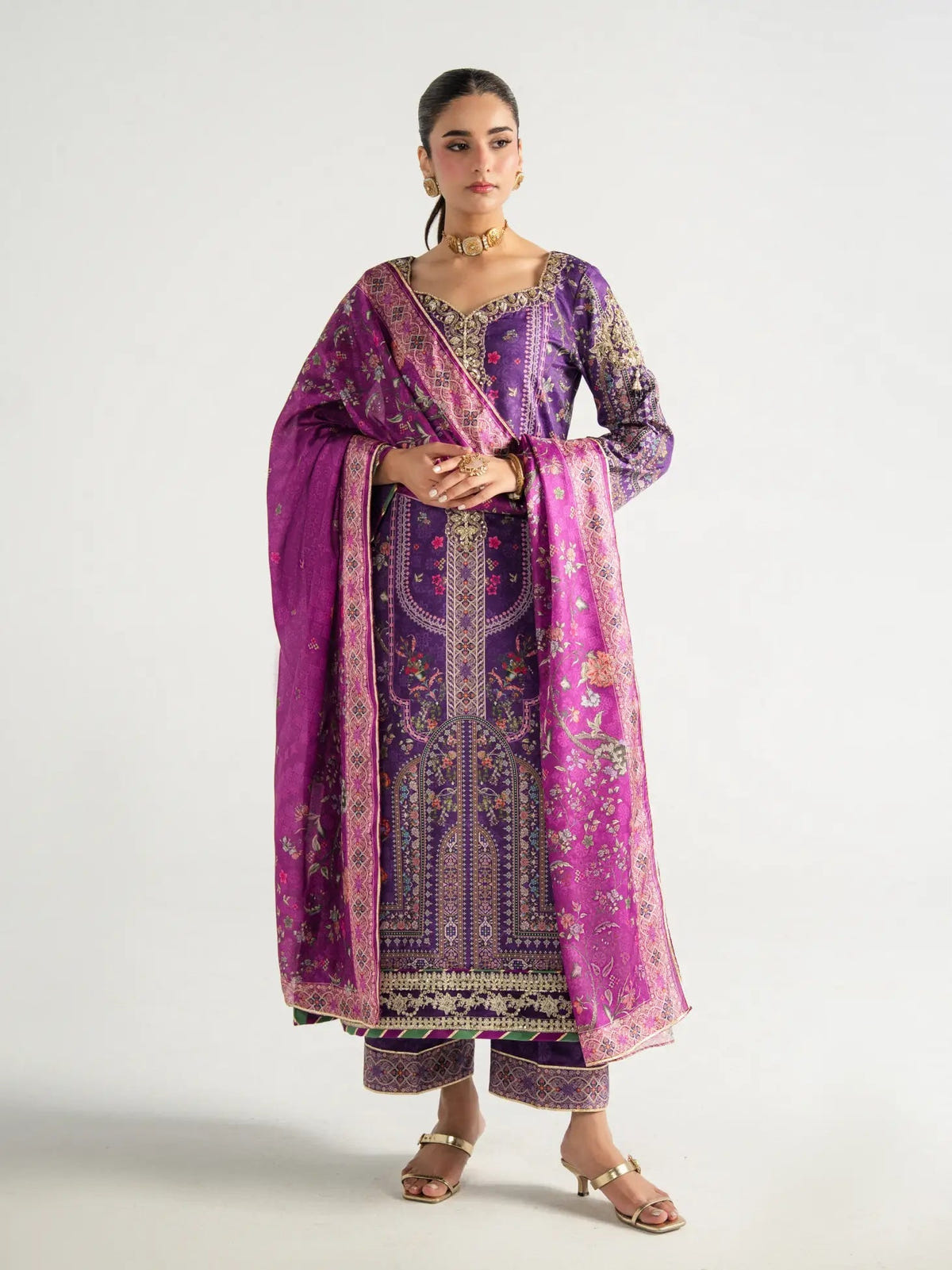 Gulaal | Aira Printed Silk | Plum Noir