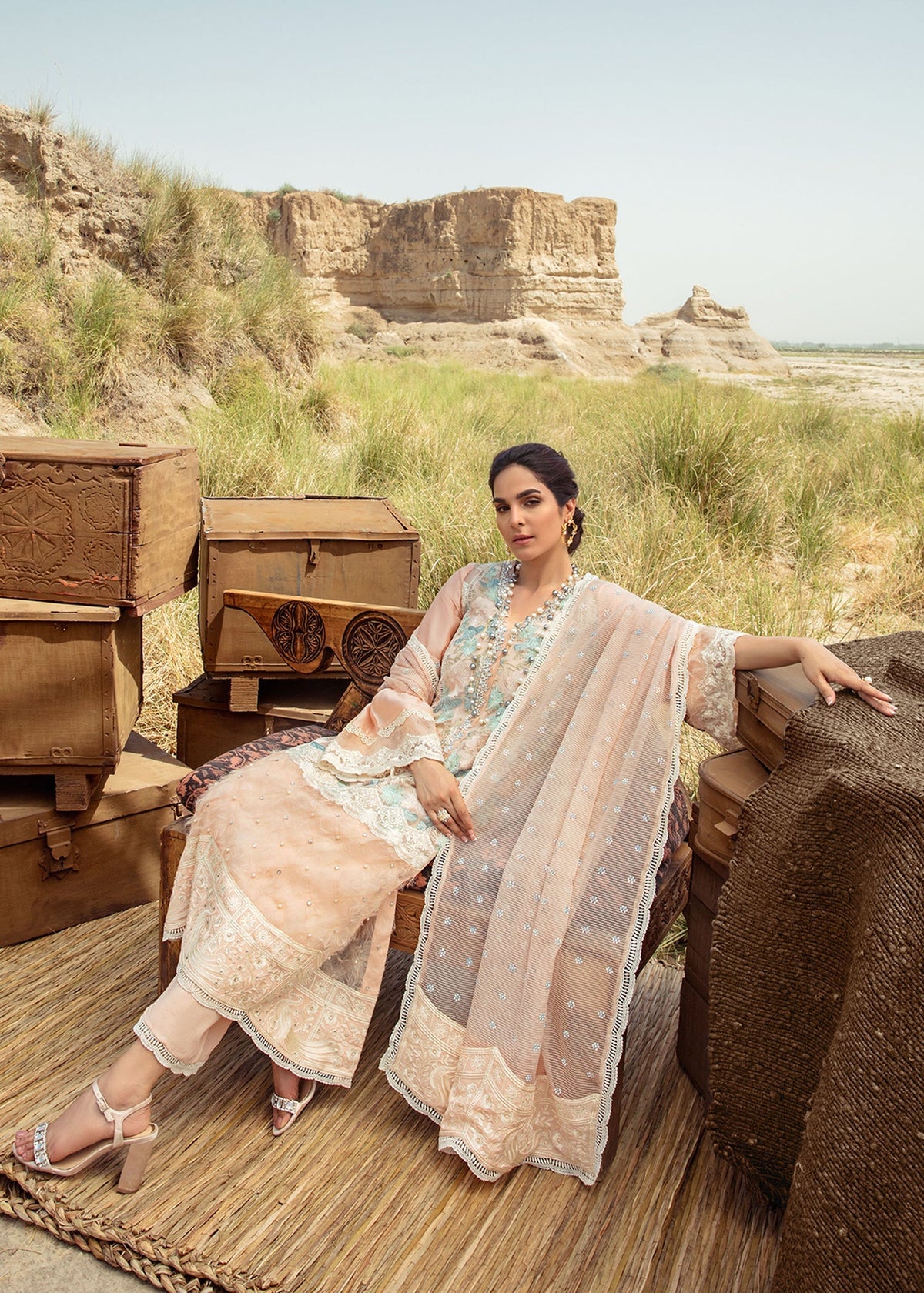Saira Shakira | Luxury Pret | Peach Sandstone -  Saira Shakira Ladies Clothes - Original Designer Dress - House of Maryam