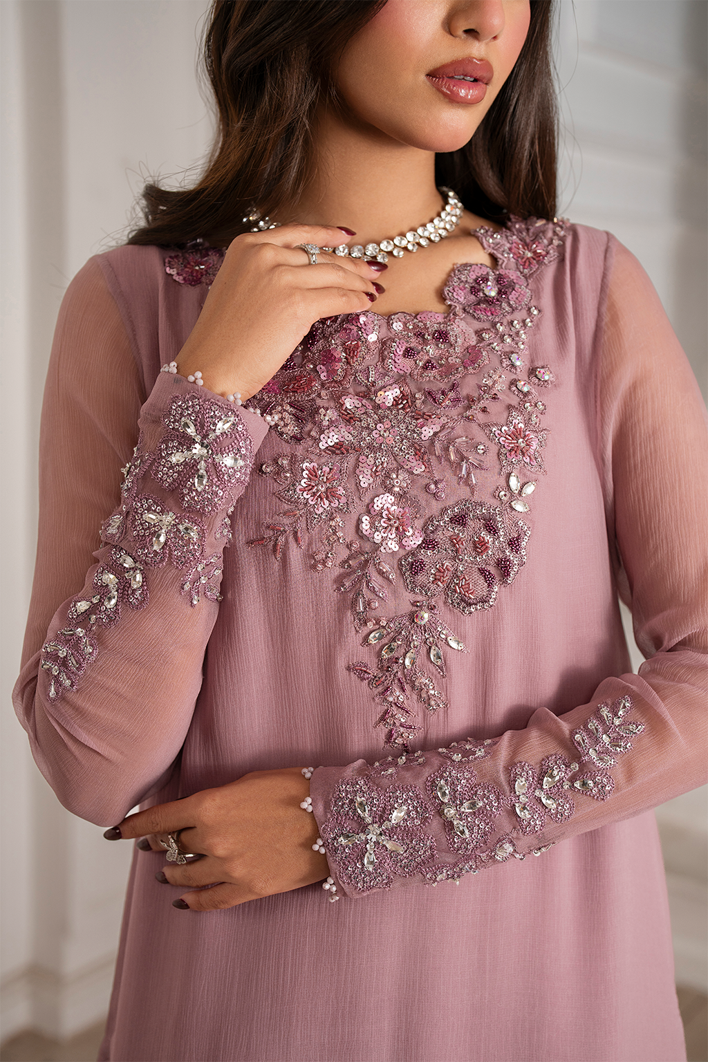 Iznik I Festive Formal I UE-418 Embroidered Chiffon -  Iznik Ladies Clothes - Original Designer Dress - House of Maryam