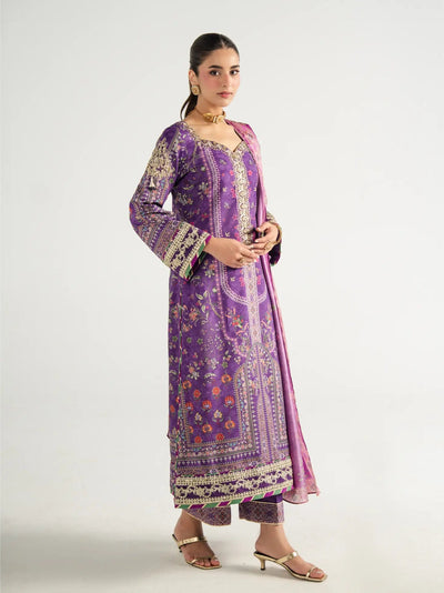 Gulaal | Aira Printed Silk | Plum Noir