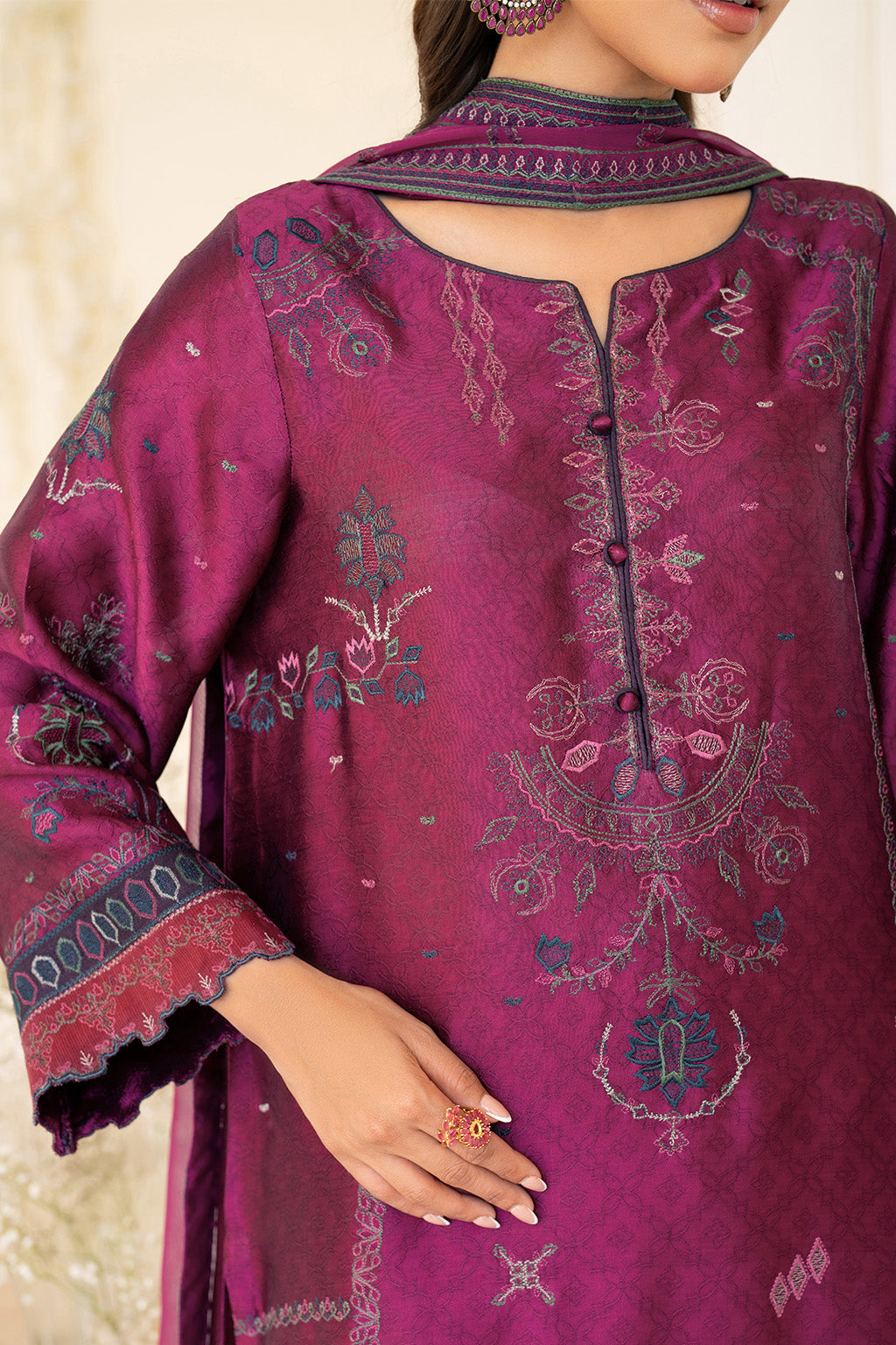 Iznik | Festive Formal | UE-436 Embroidered Pure silk, image 4