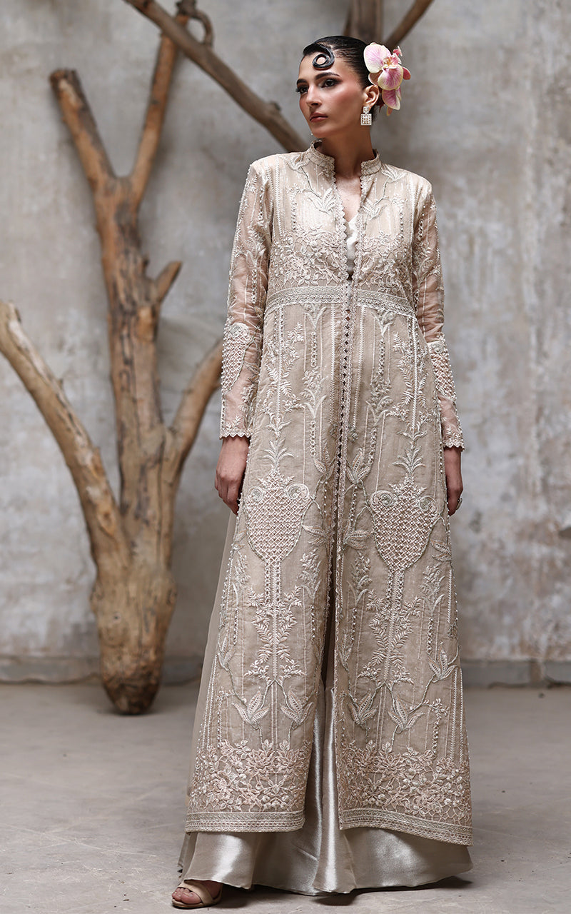 Threads and Motifs | Formal Dresses 25 | NET EMBROIDERED JACKET WITH GHARARA -  Threads and Motifs Ladies Clothes - Original Designer Dress - House of Maryam