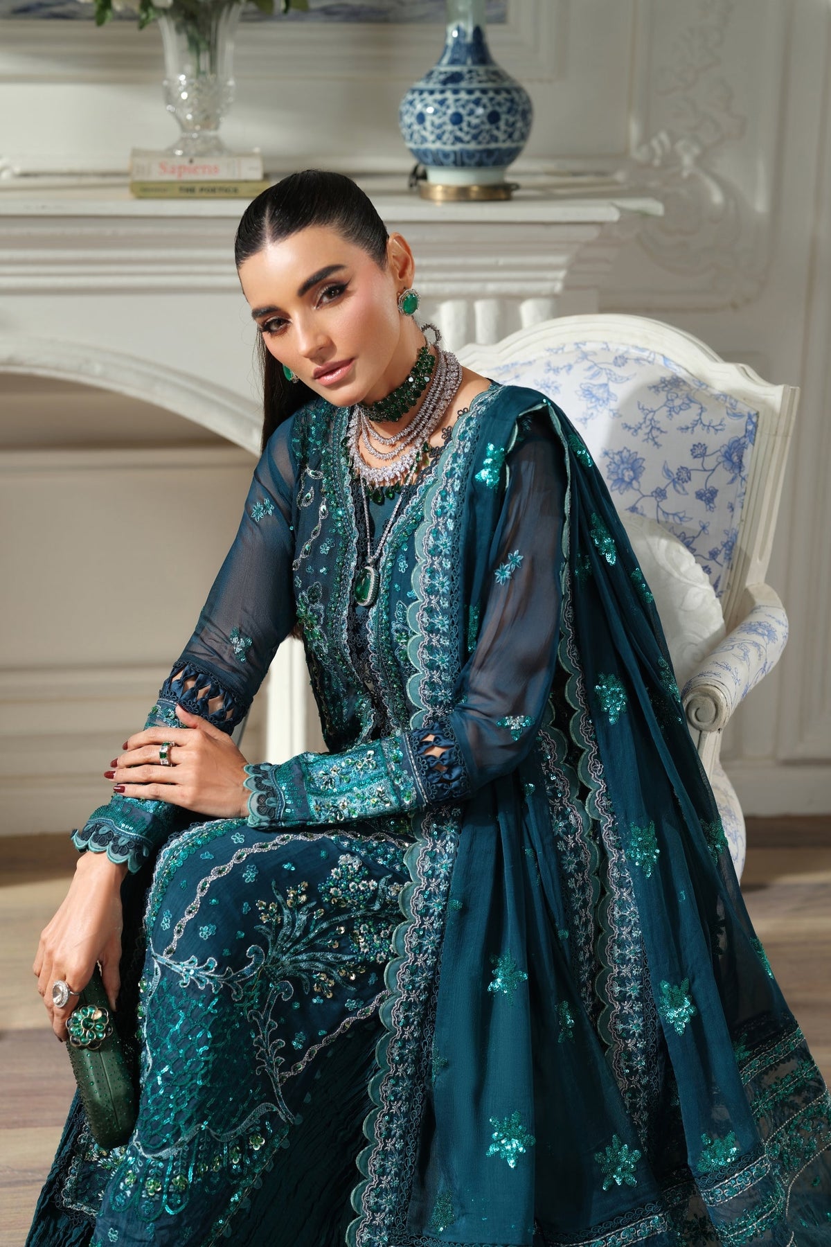 Maryam Hussain | Meer Embroidered Chiffon | Momal Meer-08, image 4