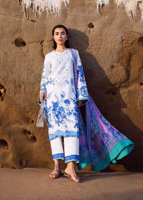Sadaf Fawad Khan | Siraa Lawn 25 | Blue Pottery -  Sadaf Fawad Khan Ladies Clothes - Original Designer Dress - House of Maryam
