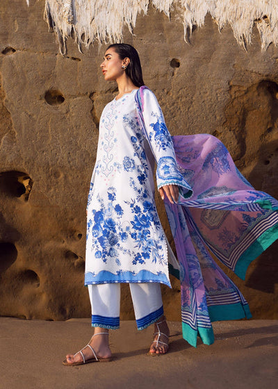 Sadaf Fawad Khan | Siraa Lawn 25 | Blue Pottery -  Sadaf Fawad Khan Ladies Clothes - Original Designer Dress - House of Maryam