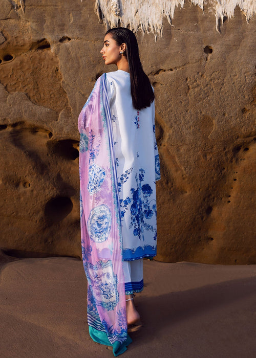 Sadaf Fawad Khan | Siraa Lawn 25 | Blue Pottery -  Sadaf Fawad Khan Ladies Clothes - Original Designer Dress - House of Maryam