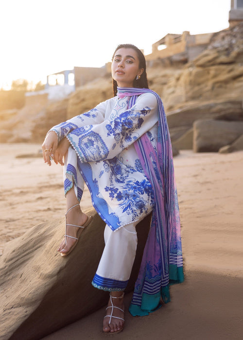 Sadaf Fawad Khan | Siraa Lawn 25 | Blue Pottery -  Sadaf Fawad Khan Ladies Clothes - Original Designer Dress - House of Maryam