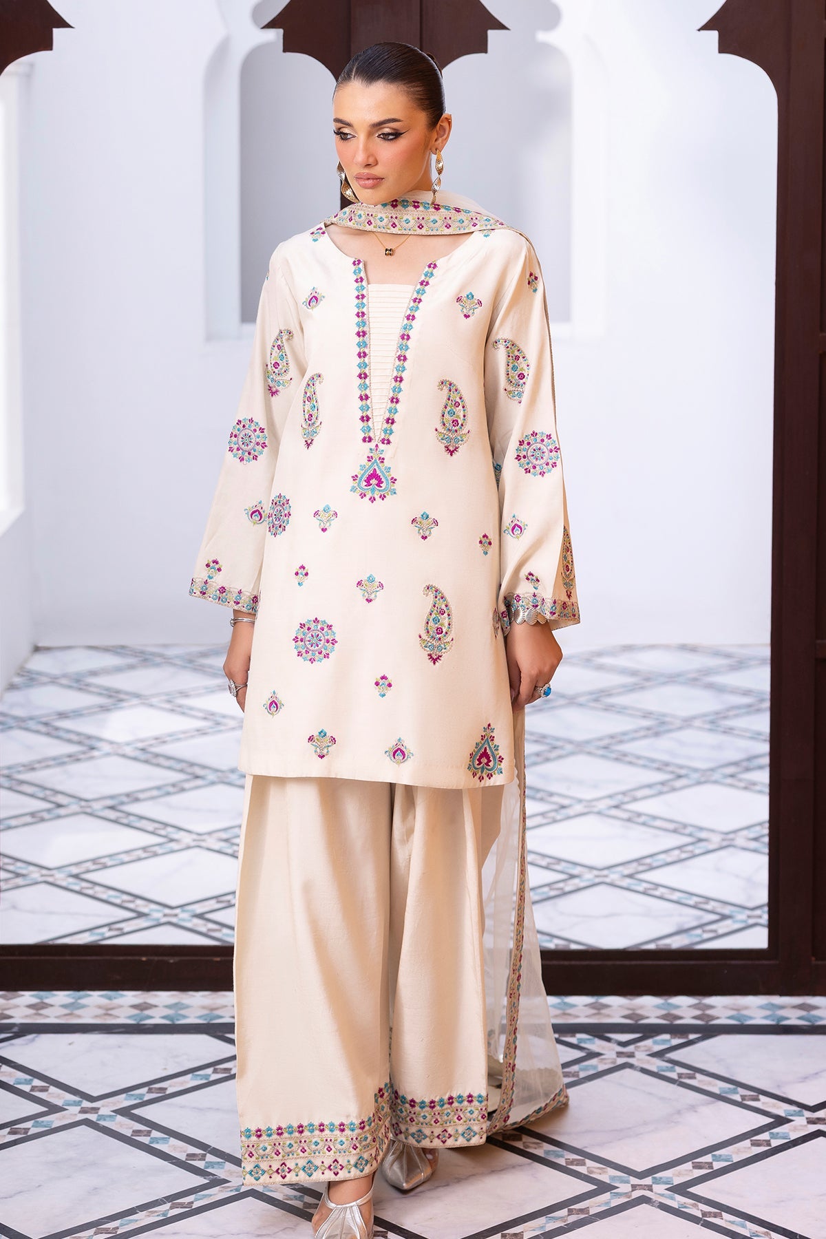 Charizma | Festive Pret | 3-PC Embroidered Raw-Silk CMA-6-404, image 4