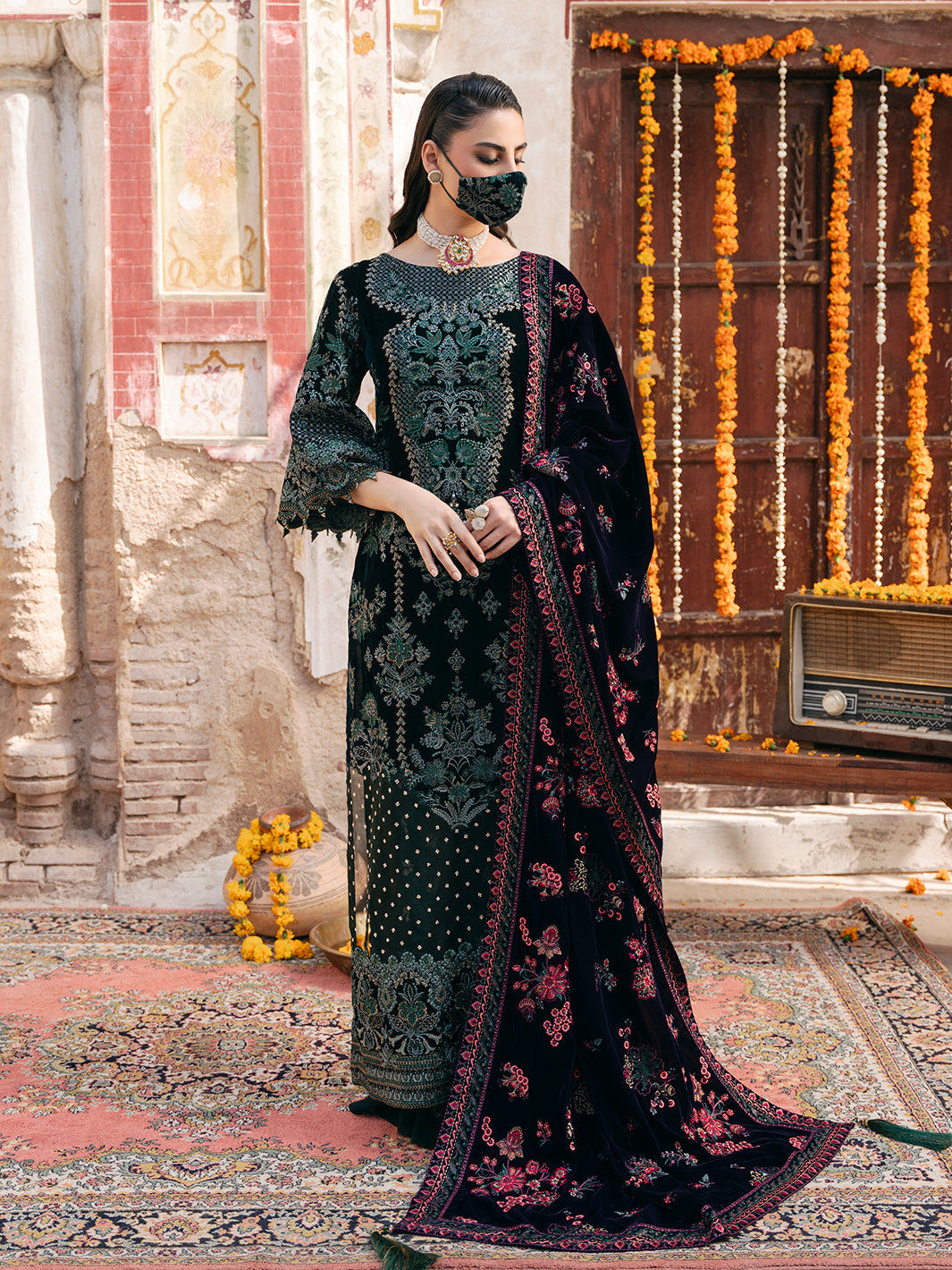 Flossie | Siara Velvet Formals | V-102 - B -  Flossie Ladies Clothes - Original Designer Dress - House of Maryam