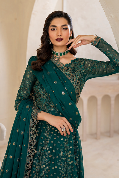 Iznik | Chinnon Chiffon | CC-47 Embroidered Chiffon -  Iznik Formal - Original Designer Dress - House of Maryam