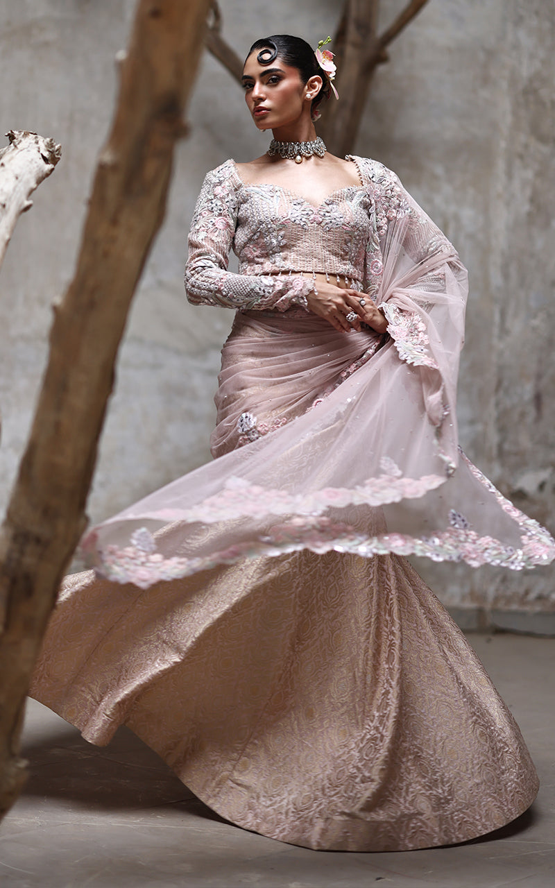 Threads and Motifs | Formal Dresses 25 | Organza Embroidered Blouse With Lehenga -  Threads and Motifs Ladies Clothes - Original Designer Dress - House of Maryam