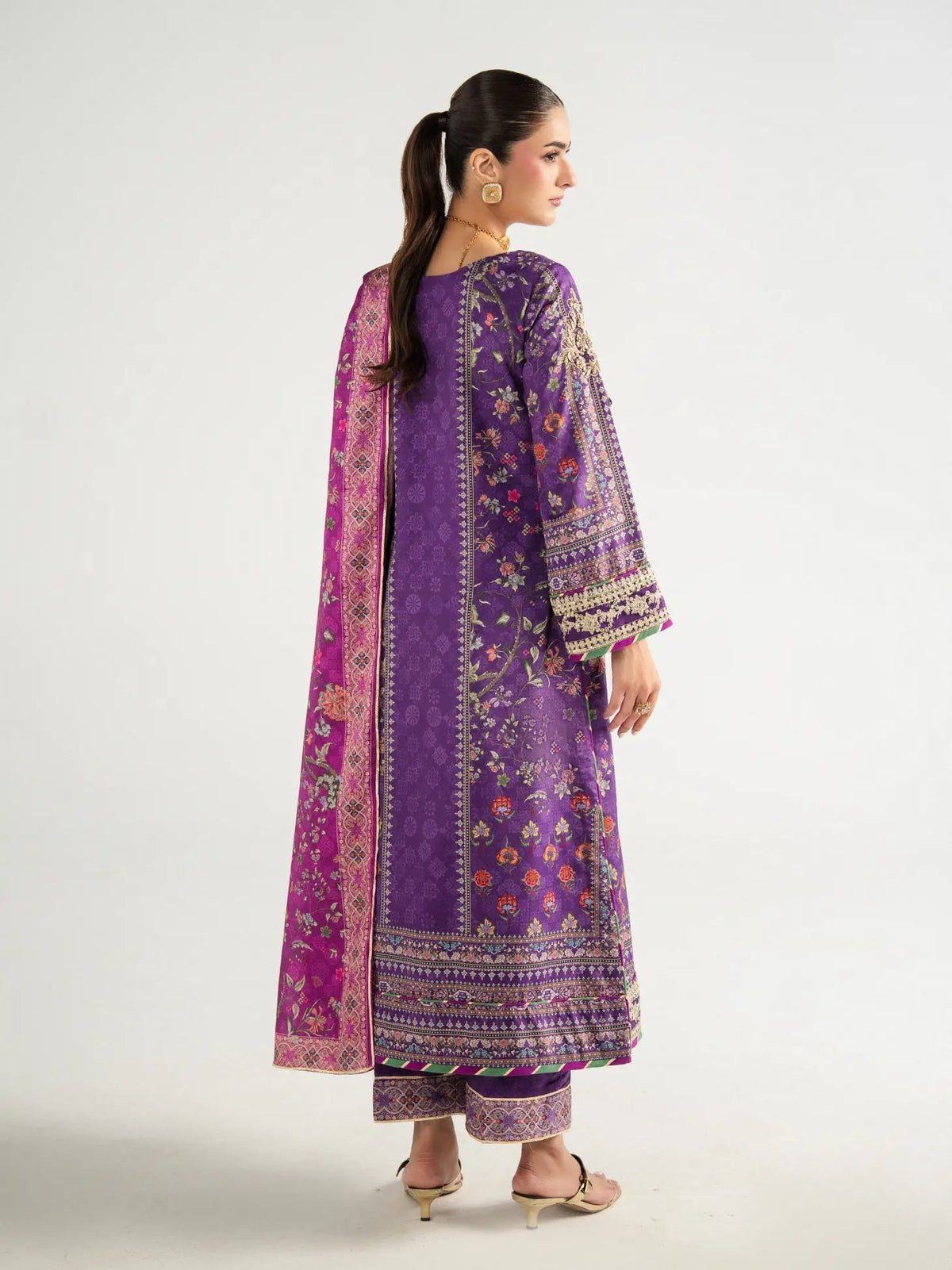 Gulaal | Aira Printed Silk | Plum Noir, image 2