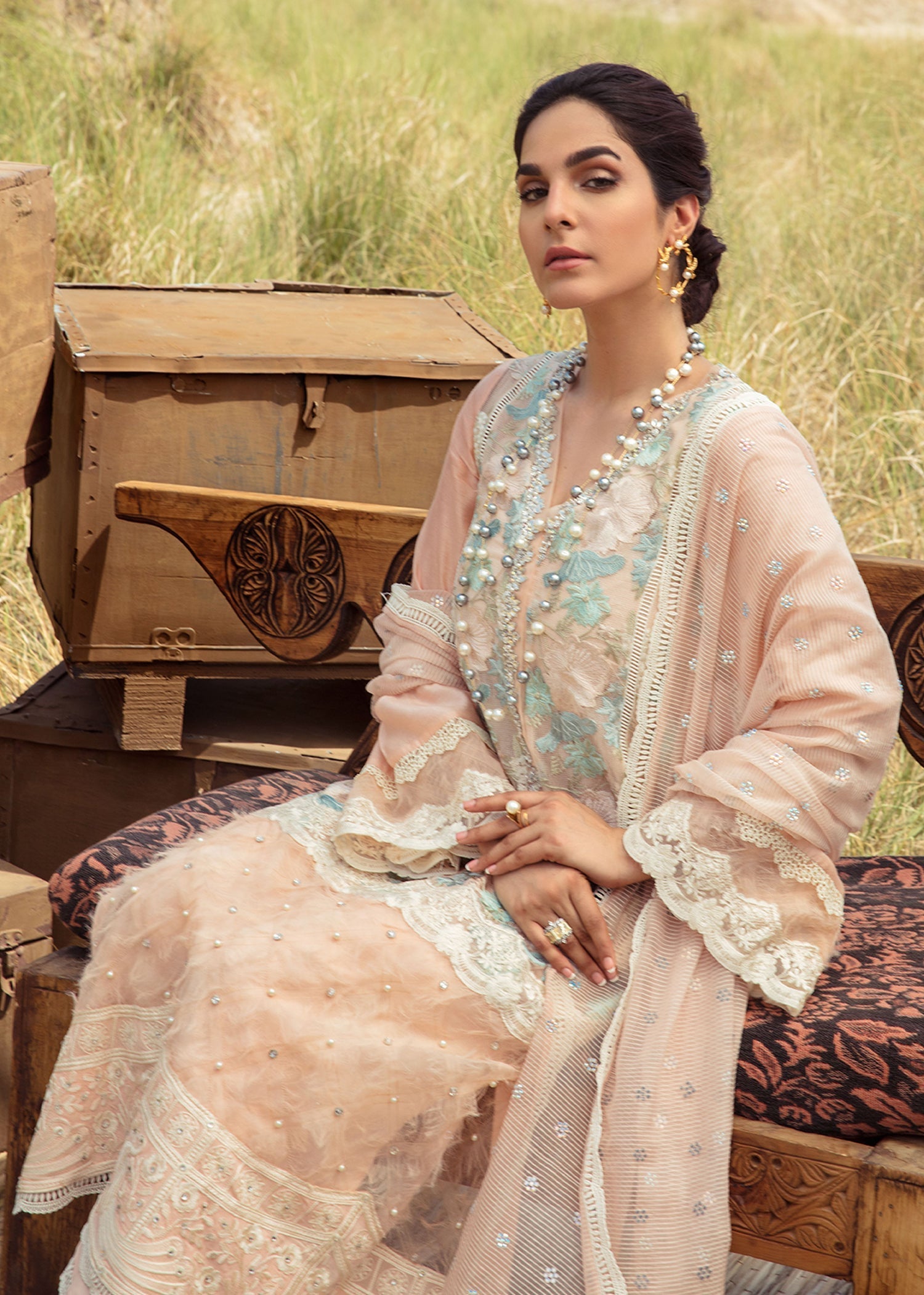 Saira Shakira | Luxury Pret | Peach Sandstone -  Saira Shakira Ladies Clothes - Original Designer Dress - House of Maryam
