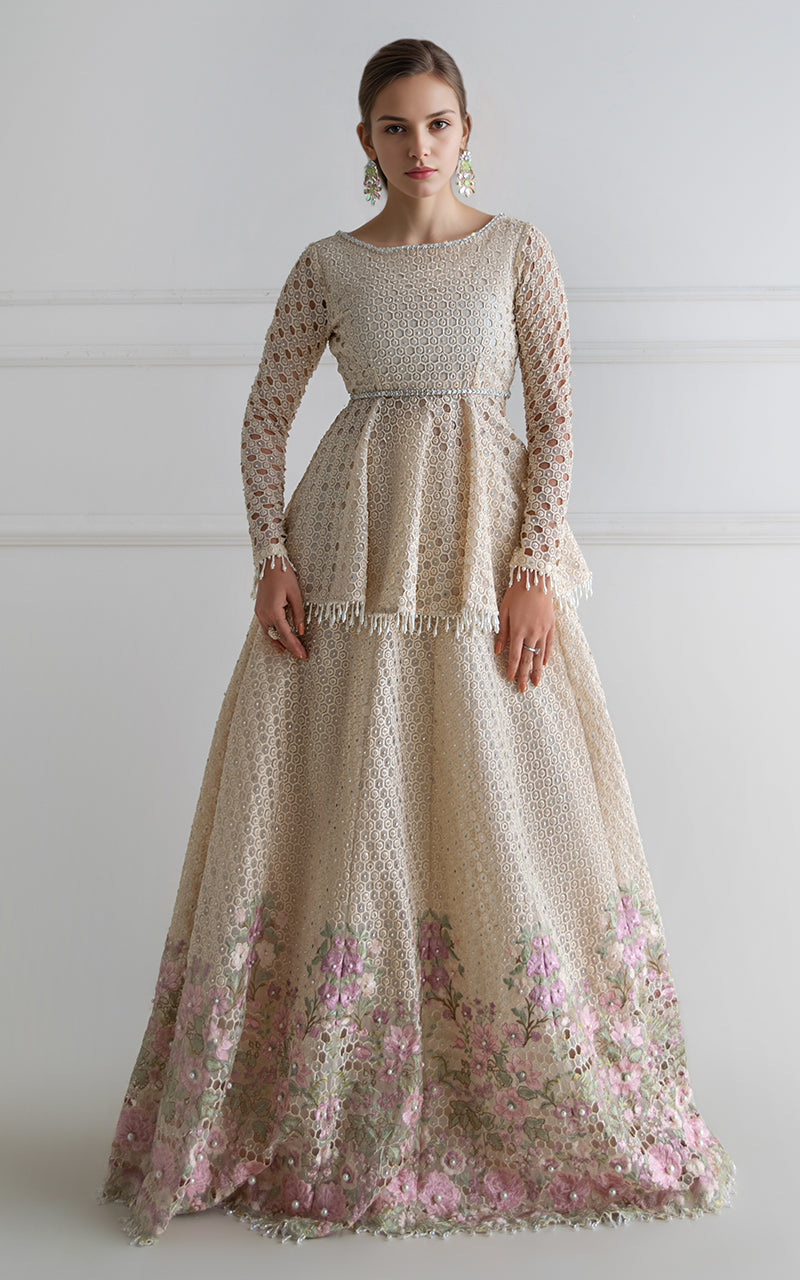 Threads and Motifs | Formal Dresses 25 | Organza Embroidered Peplum With Skirt