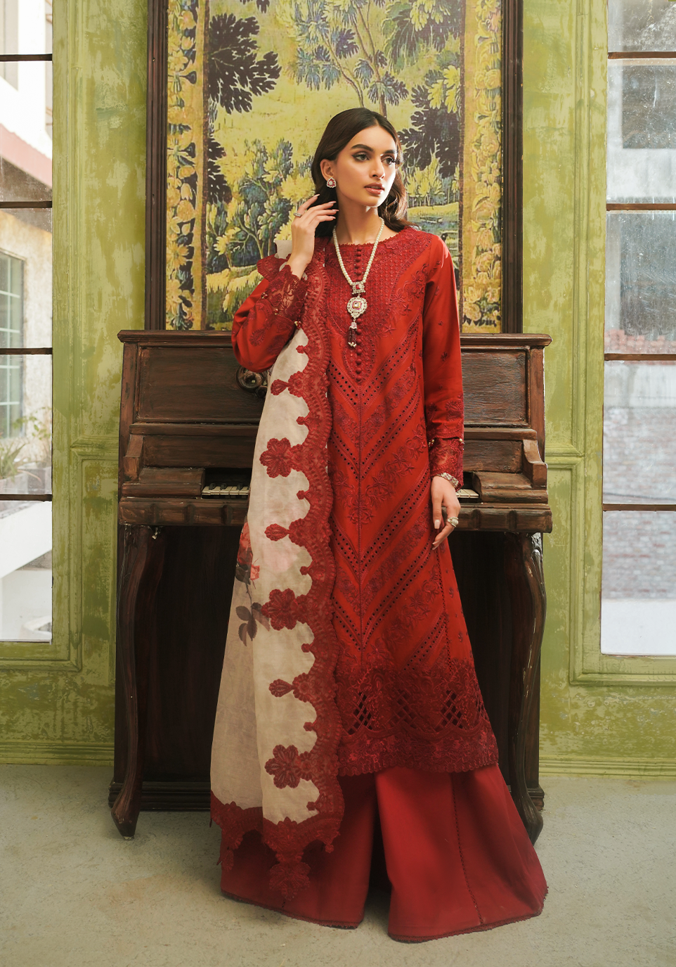 Zarqash | Tresor Luxury Lawn 24 | ZQT 007 ROSALINE by Designer Zarqash - House of Maryam - Pakistani Designer Ethnic Wear in {{ shop.shopifyCountryName }}