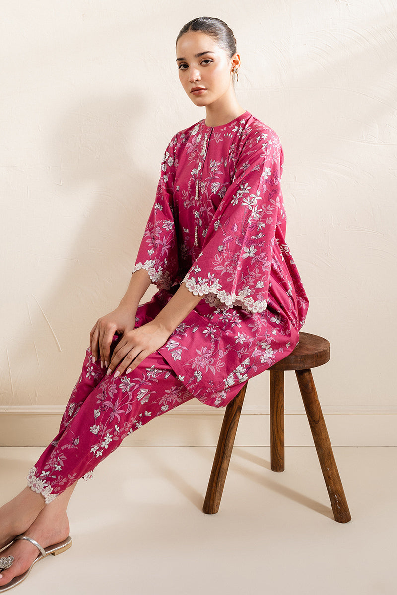 Cross Stitch | Basic Pret | Deep Blush-2 PC (Shirt & Trouser)-4