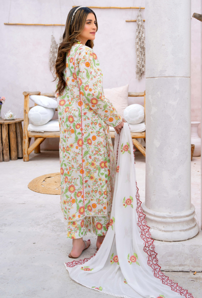 Humdum | Gardenia Lawn 24 | PLG 3 - D02 -  HumDum Luxury - Original Designer Dress - House of Maryam