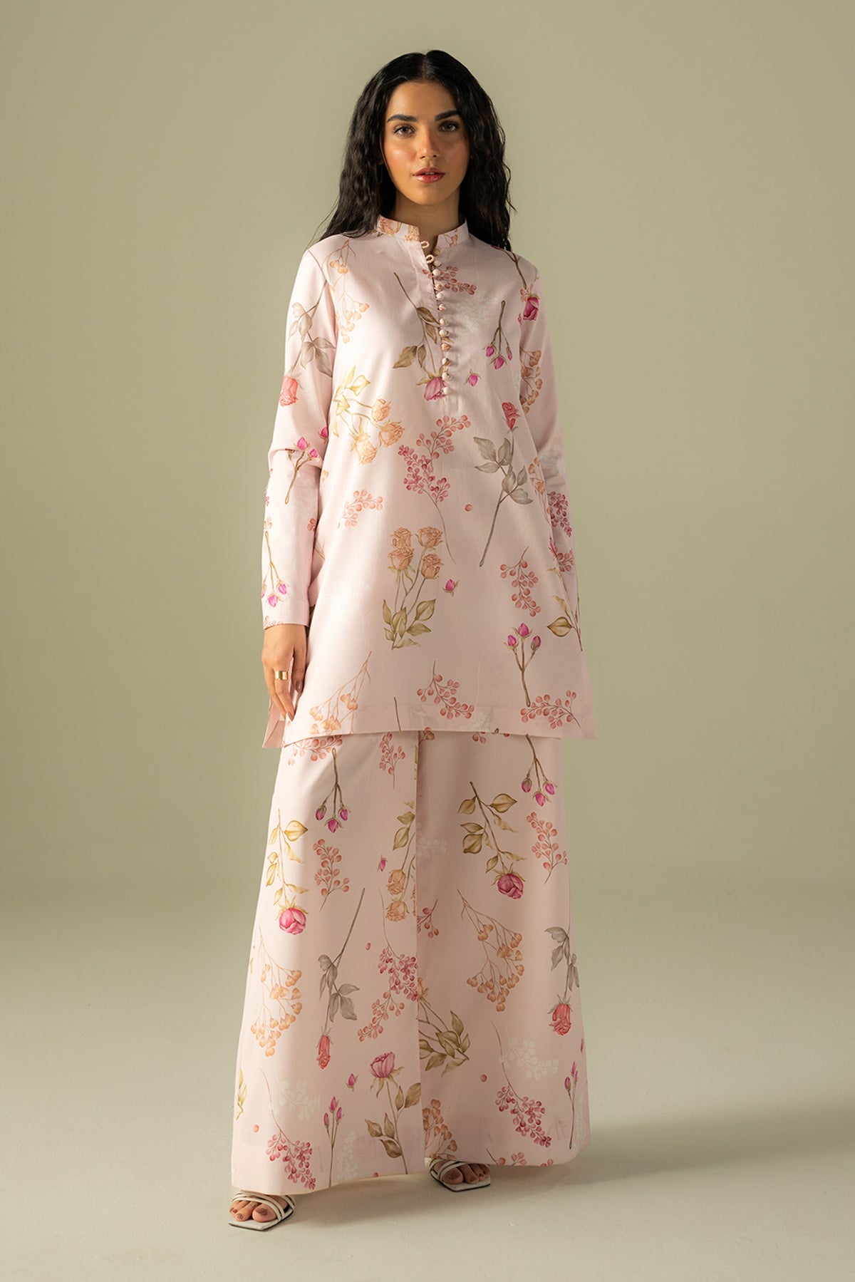 Afrozeh Crushed blush pink lawn co-ord set