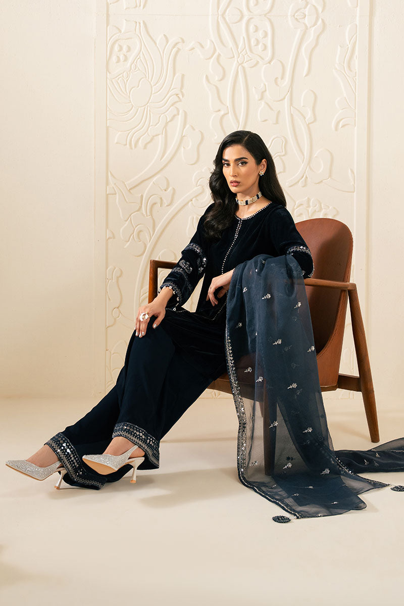 Cross Stitch | Luxury Pret | Sapphire Whisper-3PC (Shirt, Trouser & Dupatta)